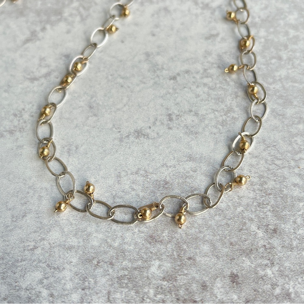 Miguel Ases Gold and Silver Chain Necklace 34”